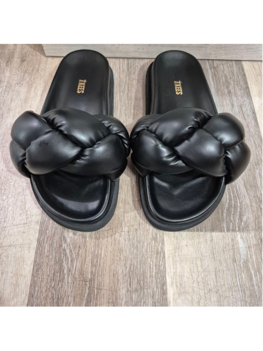 Women's TKEES Black Padded Braided Slide Sandals Size 9 - Picture 3 of 11
